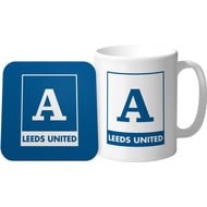 Personalised Leeds United FC Monogram Mug & Coaster Set