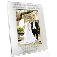 Personalised Silver Portrait Photo Frame - Any Message