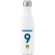 Personalised Leeds United FC Back Of Shirt Insulated Water Bottle - White