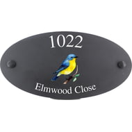 Personalised Warbler Bird Motif Oval Slate House Sign Plaque 25x13cm