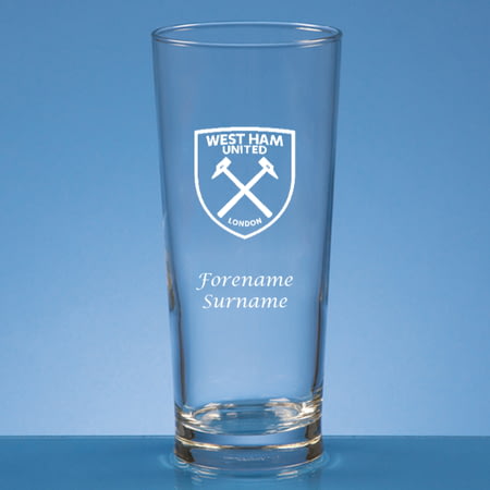 Personalised West Ham United FC Personalised Crest Beer Pint Glass