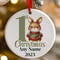 Personalised 1st Christmas Green Bunny Rabbit Ceramic Hanging Tree Decoration - 7cm