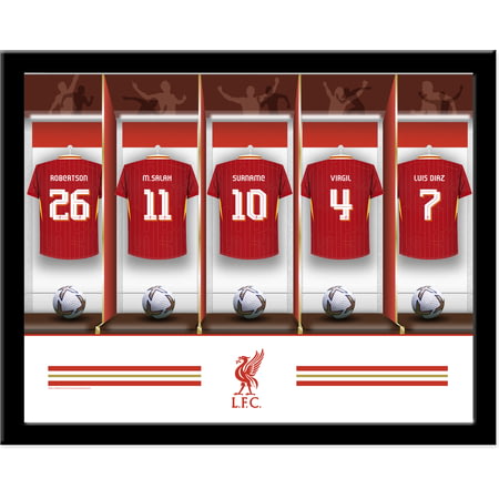 Personalised Liverpool FC Dressing Room Shirts Framed Print