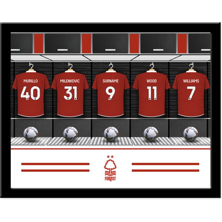 Personalised Nottingham Forest FC Dressing Room Shirts Framed Print