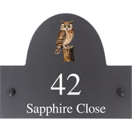 Personalised Owl Bird Motif Slate House Name Or Number Plaque/Sign - 25x20cm