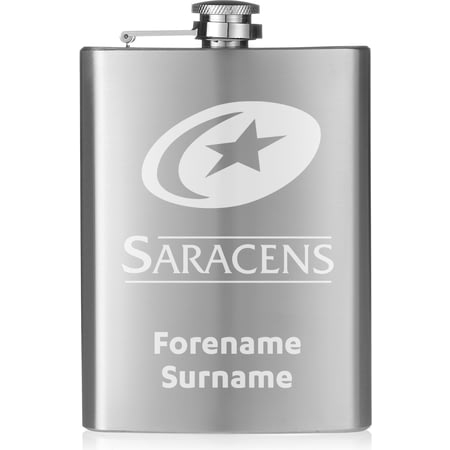 Personalised Saracens Crest Hip Flask