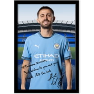 Personalised Manchester City FC Bernardo Silva Autograph A4 Framed Player Photo