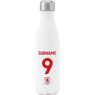 Personalised Middlesbrough FC Back Of Shirt Insulated Water Bottle - White