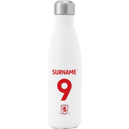 Personalised Middlesbrough FC Back Of Shirt Insulated Water Bottle - White