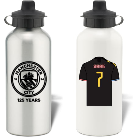 Personalised Manchester City FC Away Aluminium Water Bottle