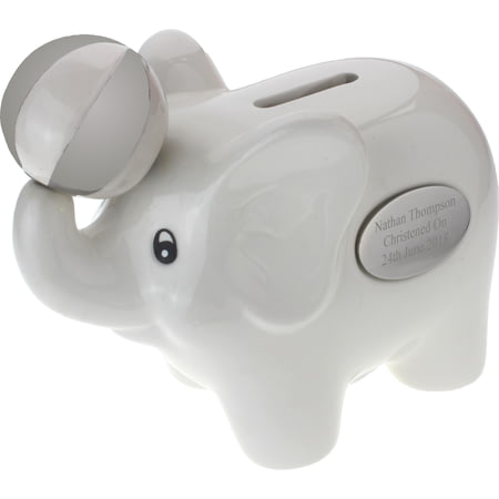 Personalised White Ceramic Elephant Money Bank
