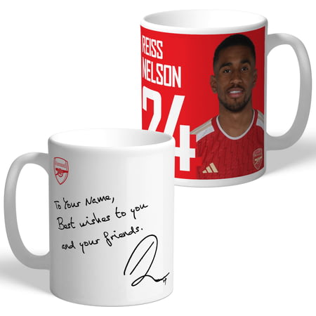 Personalised Arsenal FC Reiss Nelson Autograph Player Photo 11oz Ceramic Mug