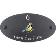 Personalised Great Tit Bird Motif Oval Slate House Sign Plaque 25x13cm