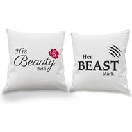 Personalised Her Beast & His Beauty Cushion Cover Set