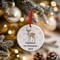 Personalised Pink Christmas Reindeer Ceramic Hanging Tree Decoration - 7cm