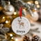 Personalised Pink Christmas Reindeer Ceramic Hanging Tree Decoration - 7cm
