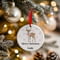 Personalised Pink Christmas Reindeer Ceramic Hanging Tree Decoration - 7cm