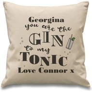 Personalised Gin To My Tonic Cushion & Insert