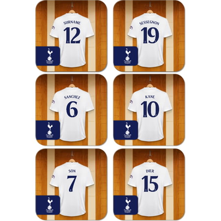 Personalised Tottenham Hotspur FC Dressing Room Shirts Coasters Set of 6