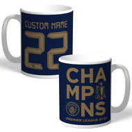 Personalised Manchester City FC Premier League Champions 2022 Back Of Shirt Dark Mug