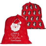 Personalised AFC Bournemouth Merry Christmas Large Fabric Santa Sack