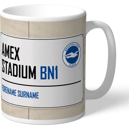 Personalised Brighton & Hove Albion FC Amex Stadium Street Sign Mug