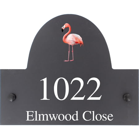 Personalised Flamingo Bird Motif Slate House Name or Number Plaque/Sign - 25x20cm