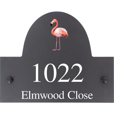 Personalised Flamingo Bird Motif Slate House Name Or Number Plaque/Sign - 25x20cm