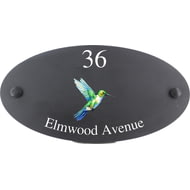 Personalised Hummingbird Motif Oval Slate House Sign Plaque 25x13cm