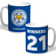 Personalised Leicester City FC Winners 2021 Back Of Shirt Mug