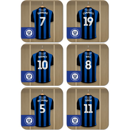 Personalised Rochdale AFC Dressing Room Shirts Coasters Set of 6