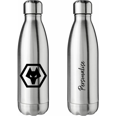 Personalised Wolves Crest Silver Insulated Water Bottle