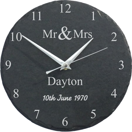 Personalised Mr & Mrs Slate Wall Clock