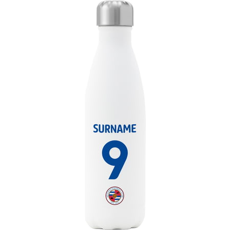 Personalised Reading FC Back Of Shirt Insulated Water Bottle - White