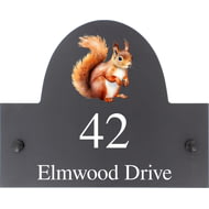 Personalised Squirrel Dog Motif Slate House Name Or Number Plaque/Sign - 25x20cm