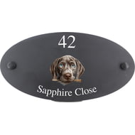 Personalised Weimaraner Dog Motif Oval Slate House Sign Plaque 25x13cm