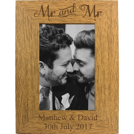 Personalised 6x4 Mr & Mr Wooden Photo Frame