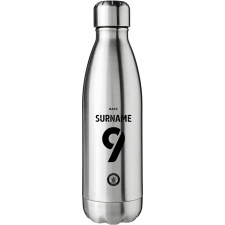 Personalised Rochdale AFC Back Of Shirt Silver Insulated Water Bottle