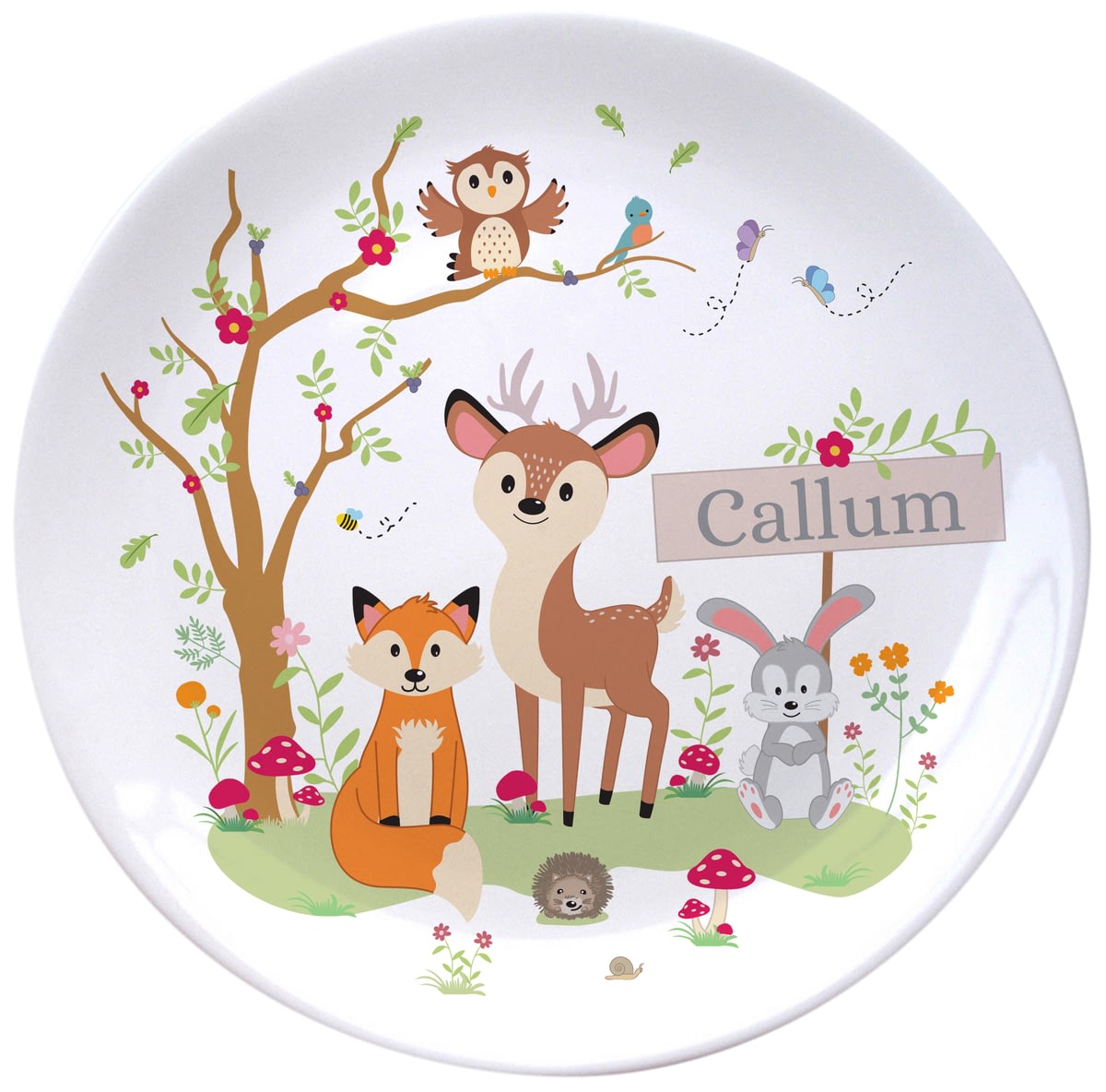 Personalised Woodland Animals Scene 8" Ceramic Plate from Go Find A Gift