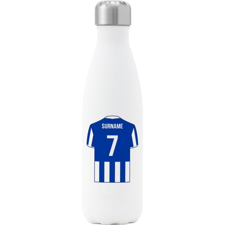 Personalised Brighton Shirt Insulated Water Bottle - 500ml - White