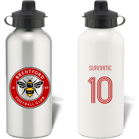 Personalised Brentford Retro Shirt Aluminium Sports Water Bottle