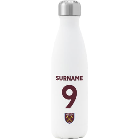 Personalised West Ham United FC Back Of Shirt Insulated Water Bottle - White