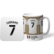 Personalised Fulham FC Dressing Room Shirts Mug & Coaster Set