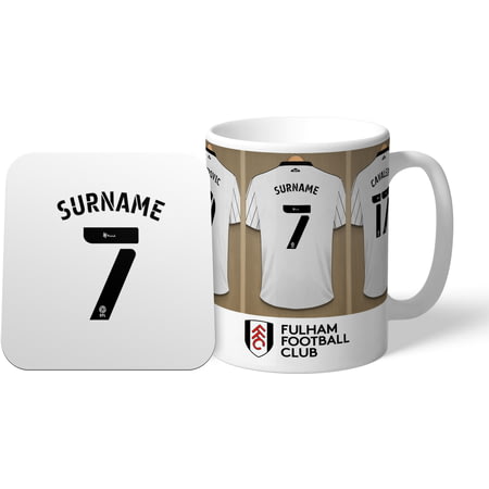 Personalised Fulham FC Dressing Room Shirts Mug & Coaster Set