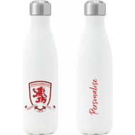 Personalised Middlesbrough FC Crest Insulated Water Bottle - White