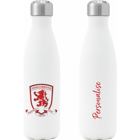 Personalised Middlesbrough FC Crest Insulated Water Bottle - White