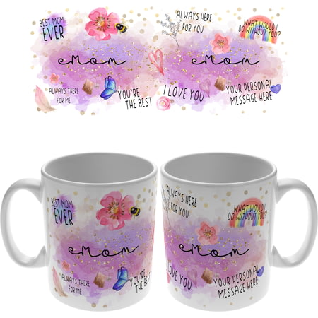 Personalised Purple Watercolour Mom 11oz Ceramic Mug