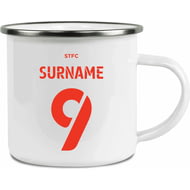 Personalised Swindon Town FC Back Of Shirt Enamel Camping Mug