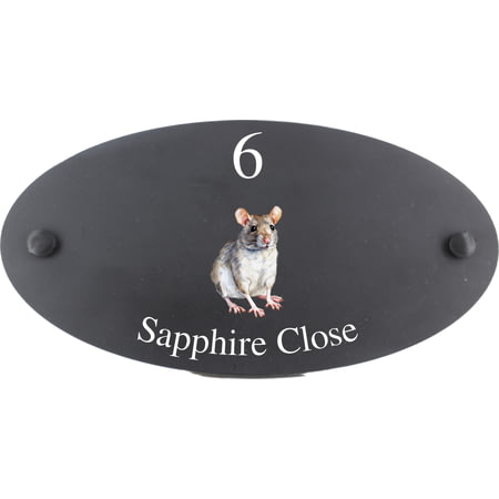 Personalised Rat Wildlife Animal Motif Oval Slate House Sign Plaque 25x13cm