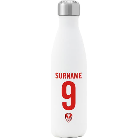 Personalised St Helens Back Of Shirt Insulated Water Bottle - White